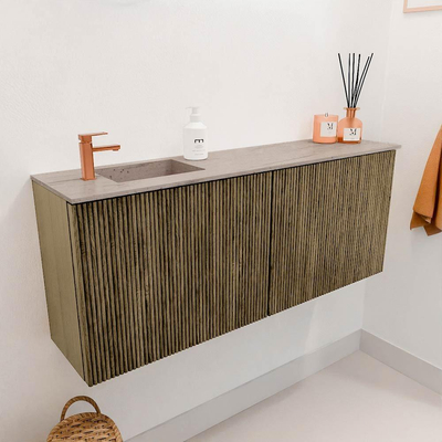 Mondiaz JOYA-DLUX 100cm toiletmeubel - kleur Dusk - Wastafel FAYE positie Links 1 kraangat kleur Saba.