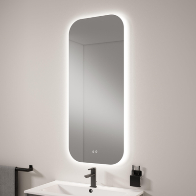 Saniclass Vygo spiegel – rechthoek met afgeronde hoeken – 50x120 cm – indirecte LED rondom – Glas geborsteld