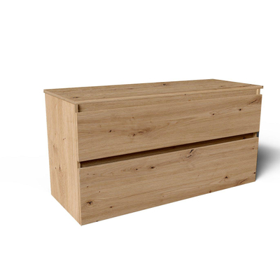 Saniclass Vita Meuble de salle de bain - 120x60x46cm - 2 tiroirs - sans poignée - plan de toilette - chêne rustique