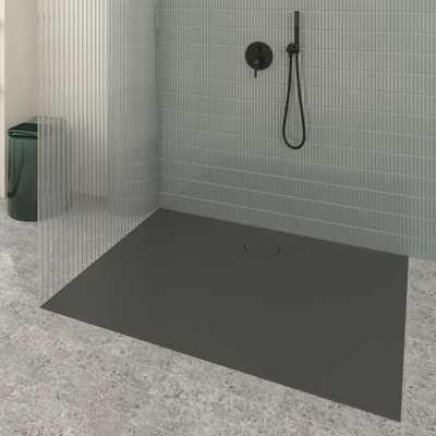 Villeroy & Boch Ecora douchebak - 140x100x3.5cm - afvoer lange zijde - anthracite (antraciet)