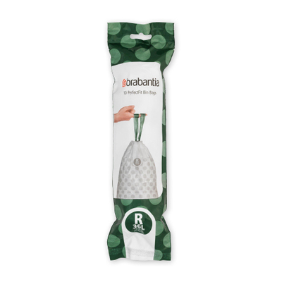 Brabantia PerfectFit Sacs poubelle - fermeture à cordon - code R - 36L - 10 pièces