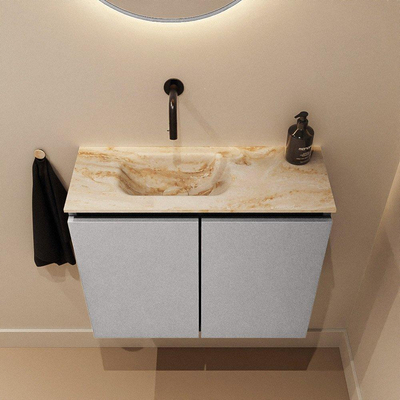 MONDIAZ TURE-DLUX Meuble de toilettes 60cm Plata. EDEN lavabo Frappe position gauche. Sans trou de robinet.