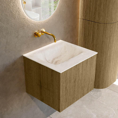Mondiaz KURVE-DLUX Badkamermeubelset - 50x46x40cm - 1 lade - wastafel solid surface - midden - zonder kraangat - Dusk