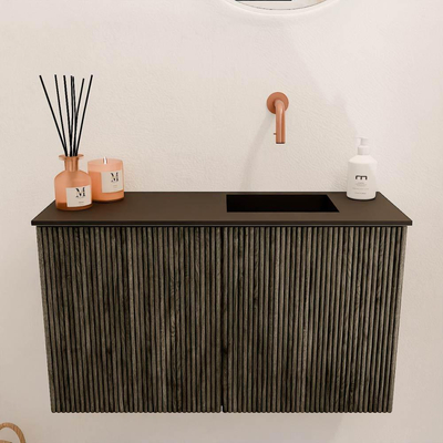 Mondiaz JOYA 70cm toiletmeubel - kleur Shadow - Wastafel FAYE positie Rechts Zonder kraangat kleur Urban.