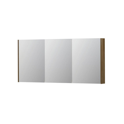 INK SPK2 spiegelkast – 160x74x14 cm – 3 deuren, dubbelzijdige spiegeldeuren – Massief eiken Ash grey