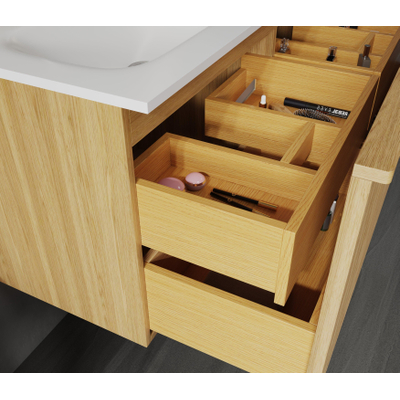 Saniclass Terra Wastafelonderkast - 120cm - 4 lades - ribbel front - sandwood