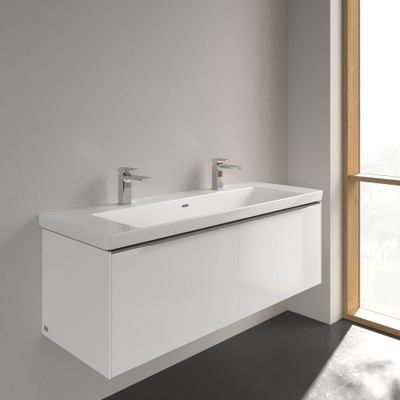 Villeroy & Boch Subway 3.0 meubelwastafel - 1300x470mm - 2 kraangaten - met overloop - White Alpine (glans wit)
