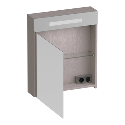BRAUER Promise Deluxe armoire de toilette – 59 x 70 x 15 cm – LED directe en haut – ouverture à gauche – Timber Greige