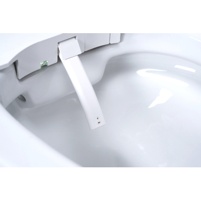 GO by Van Marcke EveHome+ : WC-douche sans rebord, avec séchoir intégré, douchette féminine, abattant à fermeture en douceur (softclose), blanc