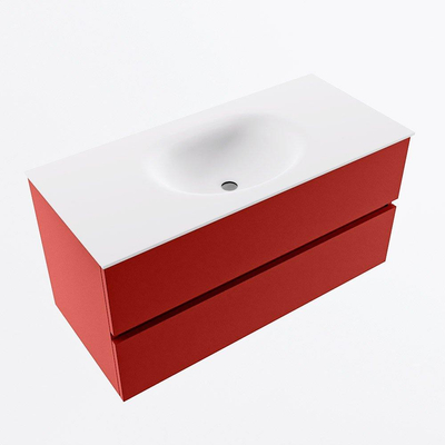 Mondiaz VICA ensemble de meuble de salle de bain - 100cm - meuble sous-vasque fire - 2 tiroirs - lavabo moon milieu - sans trous de robinet - version haute de 60cm - talc