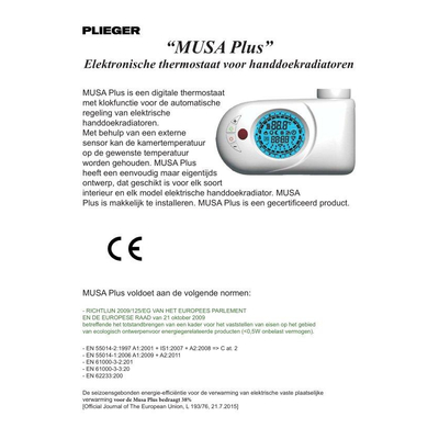 Plieger Elba Electrical elektrische designradiator - 1262X600mm - met thermostaat - 700w - wit