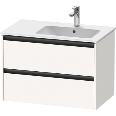 Duravit Ketho 2 meuble bas sous lavabo avec 2 tiroirs pour vasque à droite 81x48x54.9cm avec poignées anthracite blanc super mat
