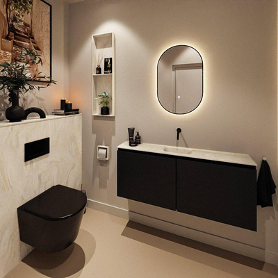 MONDIAZ TURE-DLUX Meuble toilette - 120cm - Urban - EDEN - vasque Ostra - position centrale - sans trou de robinet