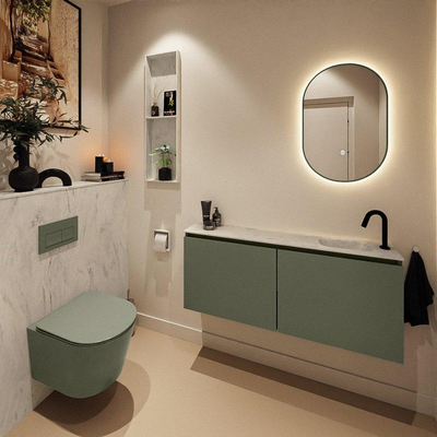 MONDIAZ TURE-DLUX Meuble toilette - 120cm - Army - EDEN - vasque Opalo - position droite - 1 trou de robinet