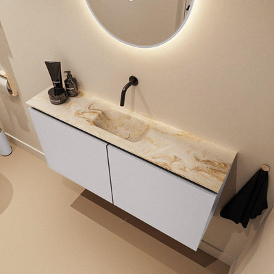 MONDIAZ TURE-DLUX Meuble WC 100 cm Cale. EDEN lavabo Frappe position milieu. Sans trou de robinet.
