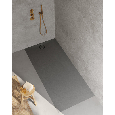 Riho Nuvia Douchevloer - 200x90cm - antibacterieel - purite - stone grey