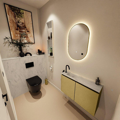 MONDIAZ TURE-DLUX 80cm toiletmeubel Oro. EDEN wastafel Opalo positie links. Met 1 kraangat.