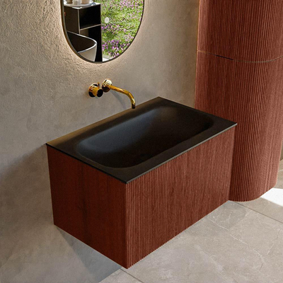 Mondiaz KURVE Badkamermeubelset - 70x46x40cm - 1 lade - wastafel solid surface - midden - zonder kraangat - Ruby