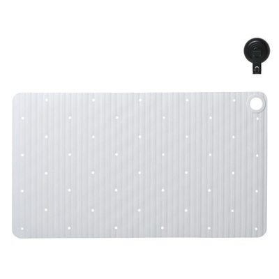 Sealskin Ribb Tapis de bain - 40x70cm - Antidérapant - inclus - crochet noir - Blanc