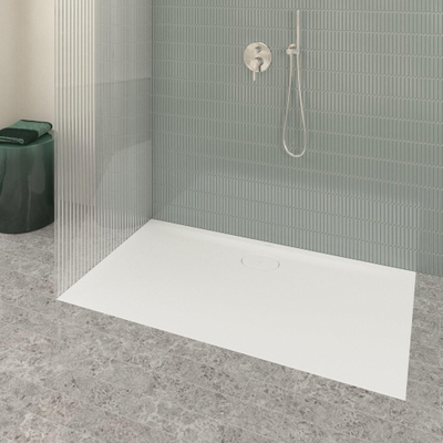 Villeroy & Boch Ecora douchebak - 140x80x3.5cm - afvoer lange zijde - white alpine (wit)
