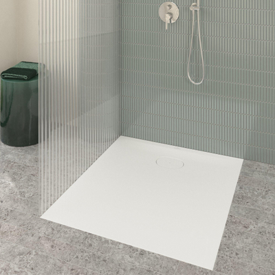 Villeroy & Boch Ecora douchebak - 100x90x3.5cm - afvoer korte zijde - white alpine (wit)