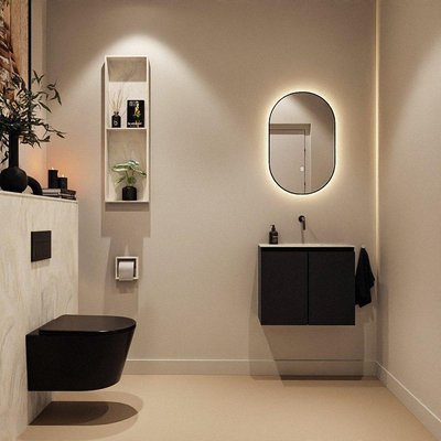 MONDIAZ TURE-DLUX 60cm toiletmeubel Urban. EDEN wastafel Ostra positie midden. Zonder kraangat.