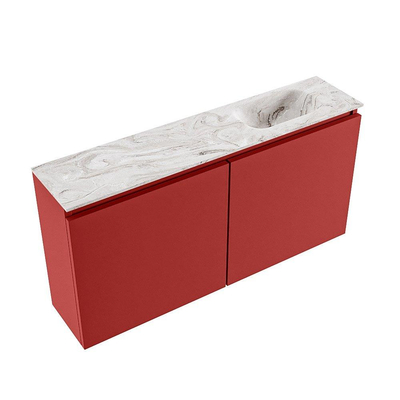 MONDIAZ TURE-DLUX 100cm toiletmeubel Fire. EDEN wastafel Glace positie rechts. Zonder kraangat.