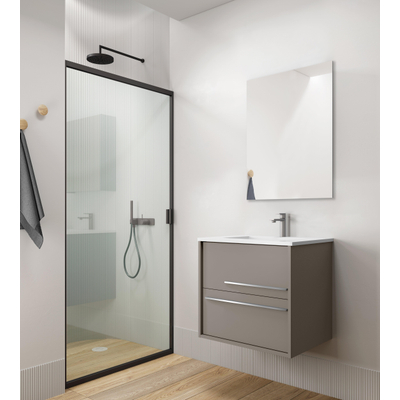 Saniclass Prime Essential Meuble sous lavabo - 60x55x46cm - 2 tiroirs - Poignée standard - MDF - taupe