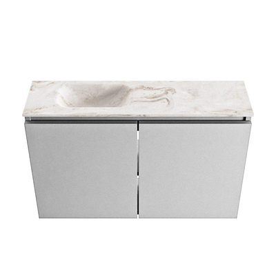 MONDIAZ TURE-DLUX 80cm meuble de toilette Plata. EDEN lavabo Frappe position gauche. Sans trou de robinet.