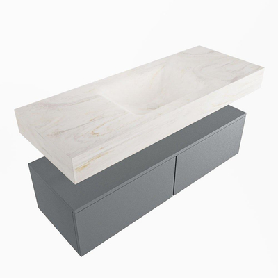 Mondiaz ALAN-DLUX Ensemble de meuble - 120cm - meuble Plata mat - 2 tiroirs - Lavabo Cloud Ostra suspendu - vasque Centre - 1 trou de robinet