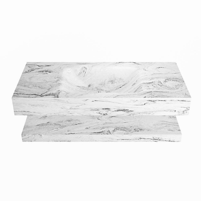 MONDIAZ ALAN - DLUX Badkamermeubelset - 100cm - planchet - Glace - vrijhangende wastafel - wasbak midden - 1 kraangat - Glace