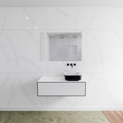 Mondiaz Lagom Meuble salle de bains 100x30.9x45cm Solid Surface Urban 1 tiroir avec lavabo BINX vasque à poser Droite sans trous de robinet