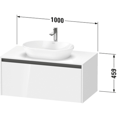 Duravit ketho 2 meuble sous lavabo avec plaque console avec 1 tiroir 100x55x45.9cm avec poignée blanc anthracite super mat