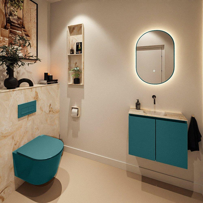 MONDIAZ TURE-DLUX Meuble toilette - 60cm - Smag - EDEN - vasque Frappe - position centrale - sans trou de robinet