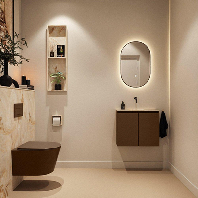 MONDIAZ TURE-DLUX Meuble toilette - 60cm - Rust - EDEN - vasque Frappe - position centrale - sans trou de robinet