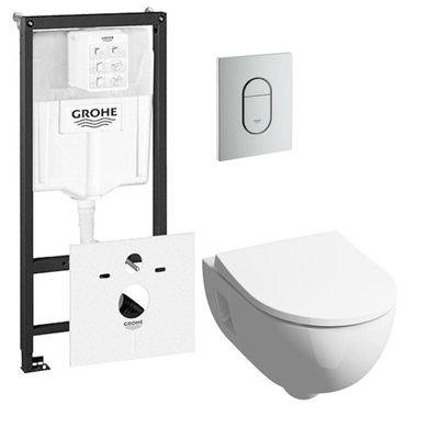 Geberit 300 Basic toiletset - inclusief Grohe inbouwreservoir en Grohe Arena bedieningsplaat - mat chroom (wit)