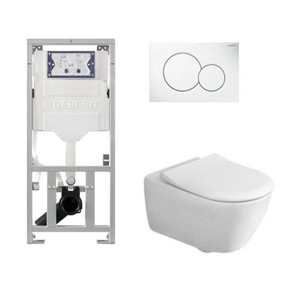 Villeroy & Boch Subway 2.0 set encastré avec WC suspendu à évacuation profonde DirectFlush abattant slimseat plaque de commande blanc