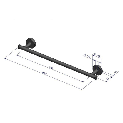 Plieger Como handdoekbeugel magnetisch 430mm mat zwart