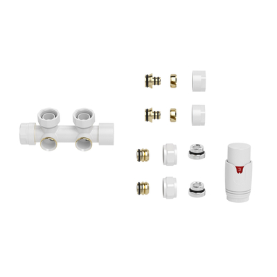 Riko Ensemble bloc inférieur thermostatique coudé gauche/droite blanc brillant