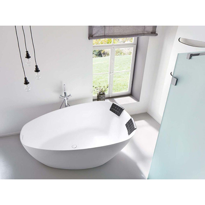 Riho Toledo Baignoire autoportante - 158x110x62cm - forme galet - solid surface - blanc mat
