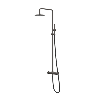 IVY Tribe opbouw regendoucheset – Ø25 cm medium hoofddouche – staafhanddouche – vaste douchehouder – carbon black geborsteld