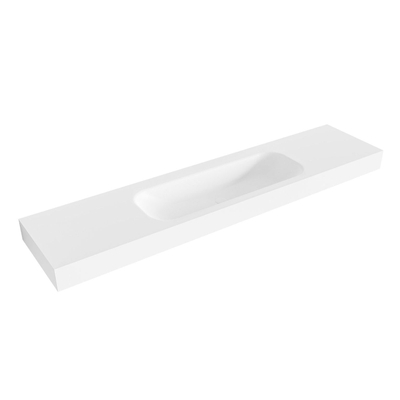 Mondiaz BIG MEDIUM Lavabo suspendu - 200cm - vasque au milieu - rebord 12cm - Solid surface Talc