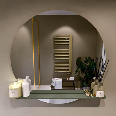 Mondiaz SPOT Badkamerspiegel - rond 90cm - spiegelplanchet - kleur Army