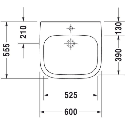 Duravit D Code Vital wastafel 60x55cm met kraangat zonder overloop wit
