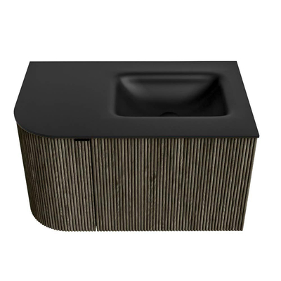 Mondiaz KURVE Ensemble de meuble de salle de bains - 75x46x40cm - 1 tiroir - 1 porte - lavabo solid surface - à droite - sans trou de robinet - Shadow