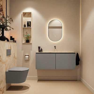 Mondiaz GLOW spiegel – ovaal – 45x90 cm – indirecte LED rondom – bewegingssensor – Smoke (lichtbruin)