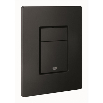 QeramiQ Dely Toiletset - Grohe inbouwreservoir - mat zwarte bedieningsplaat - rechthoek toilet - zitting - matte black (mat zwart)