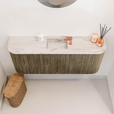 Mondiaz JOYA-DLUX 103.2cm toiletmeubel - ronding links en rechts kleur Dusk - Wastafel FAYE positie Midden 1 kraangat kleur Nata.