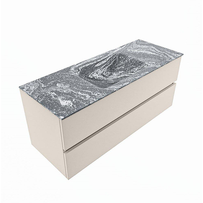 Mondiaz VICA-DLUX Meuble sous vasque - 120cm - Linen - 2 tiroirs - vasque encastrable CLOUD - centre - sans trou de robinet - Lave