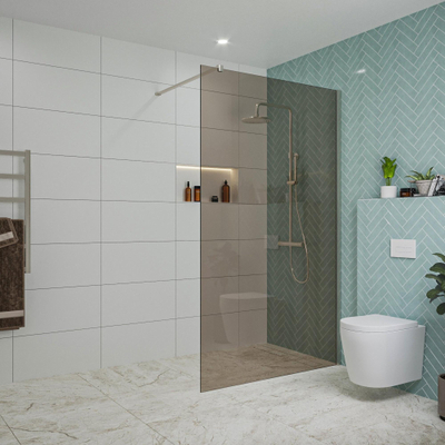 FugaFlow Eccelente Vetro Douche à l'italienne - 120x200cm - verre fumé - Inox brossé